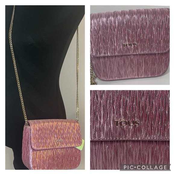 Tous Bandolera S Rene Effect Rosa Pink Crossbody Rare NEW